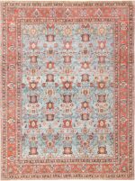 Light Blue Antique Persian Tabriz Oriental Rug 48820 Nazmiyal