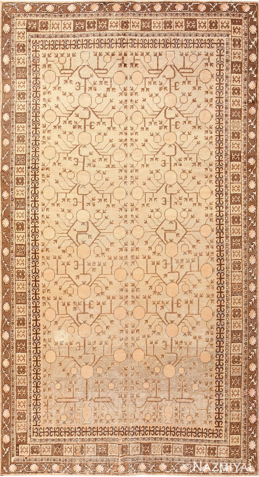 Pomegranate Design Antique Khotan Rug 50673 Nazmiyal