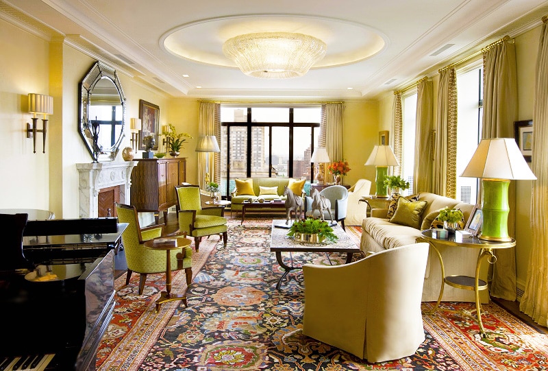 NYC Living Room With Antique Persian Sultanabad Rug NYC Living Room With Antique Persian Sultanabad Rug - Decorated by Jed Johnson and Associates by Nazmiyal