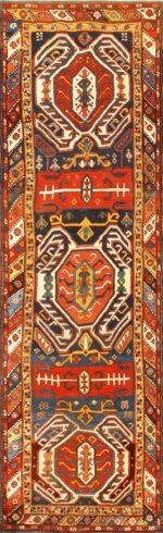 Tribal Antique Caucasian Lankoran Runner Rug 48929 Nazmiyal