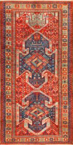 Tribal Gallery Size Runner Antique Caucasian Kazak Rug 48934 Nazmiyal