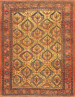 Tribal Gold Background Antique Persian Bakshaish Rug 48936 Nazmiyal