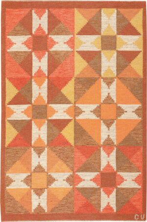 Vintage Flat Woven Scandinavian Swedish Kilim Rug 48897 Nazmiyal