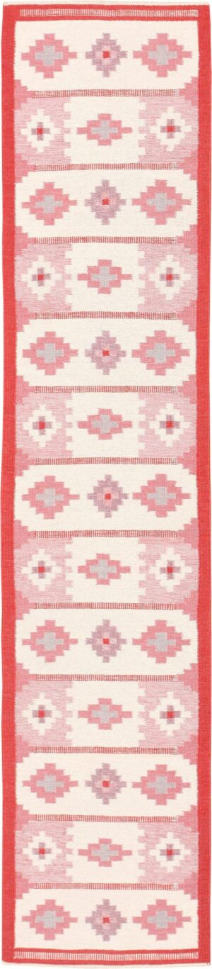 Vintage Flat Woven Scandinavian Swedish Kilim Runner Rug 48898 Nazmiyal