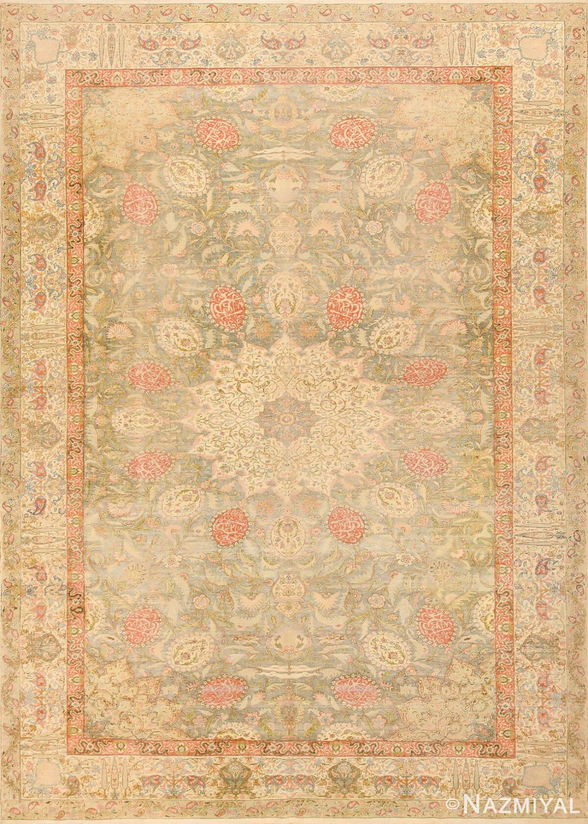 Antique Silk Turkish Kayseri Shabby Chic Rug 48938 Nazmiyal