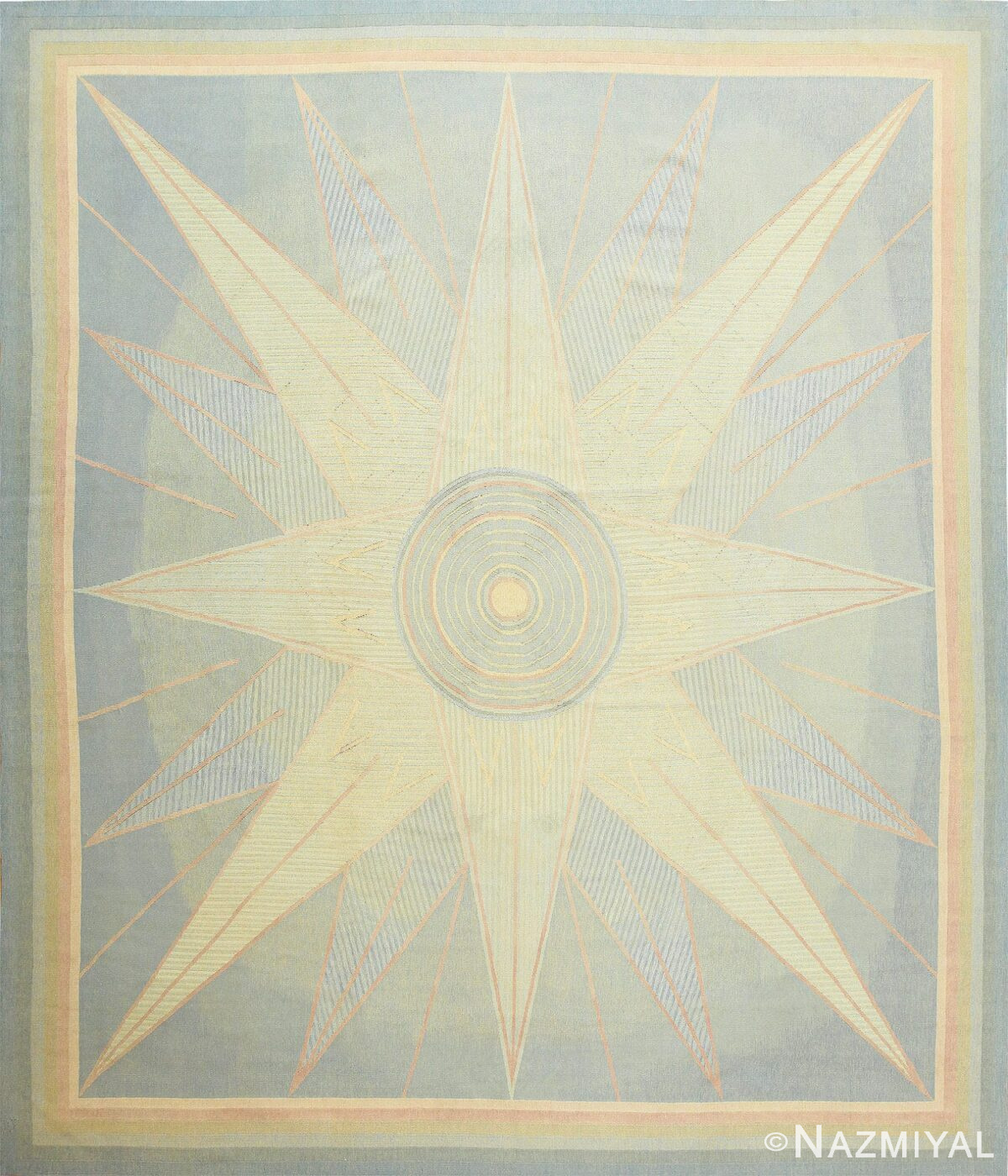 Antique Star Design French Art Deco Aubusson Carpet 48876 Detail/Large View