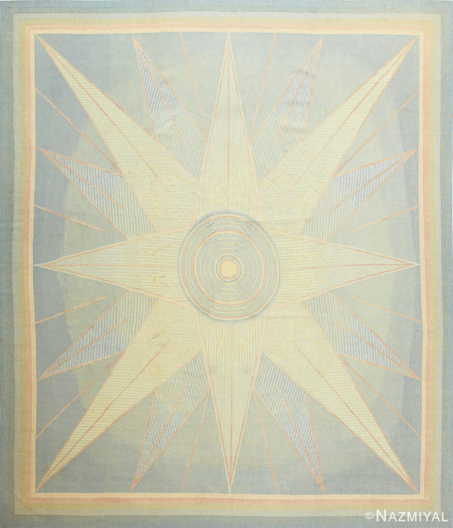 Antique Star Design French Art Deco Aubusson Carpet 48876 Detail/Large View