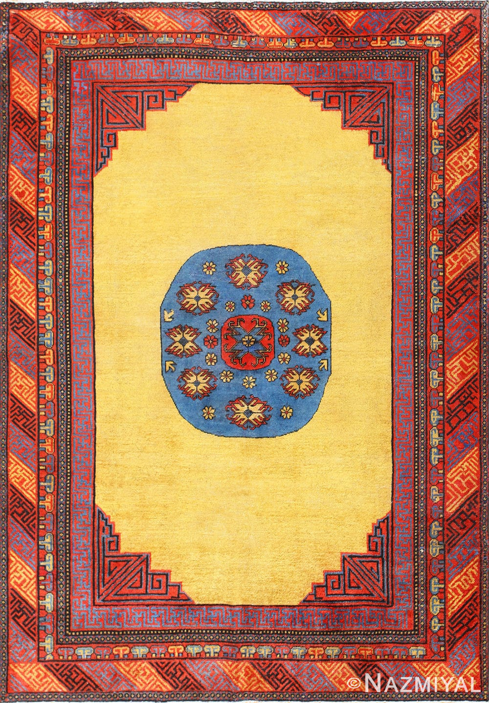 Small Funky and Tribal Antique Khotan Rug 48784 Nazmiyal