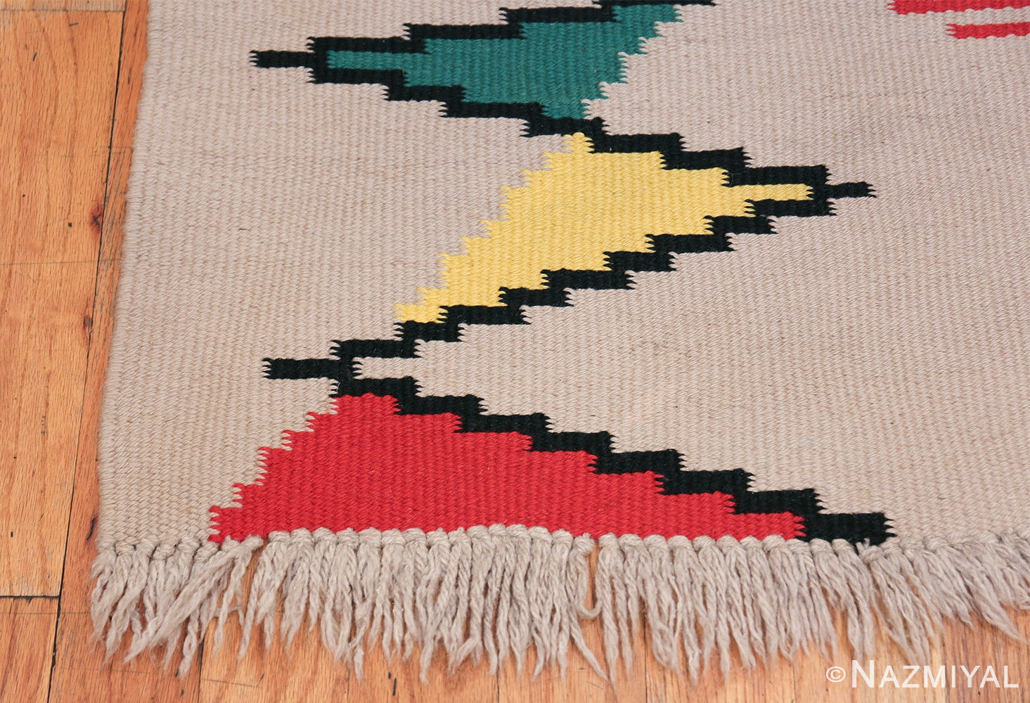Small Vintage French Kilim Rug by Artist Antonin Kybal 48895 Side Corner Nazmiyal