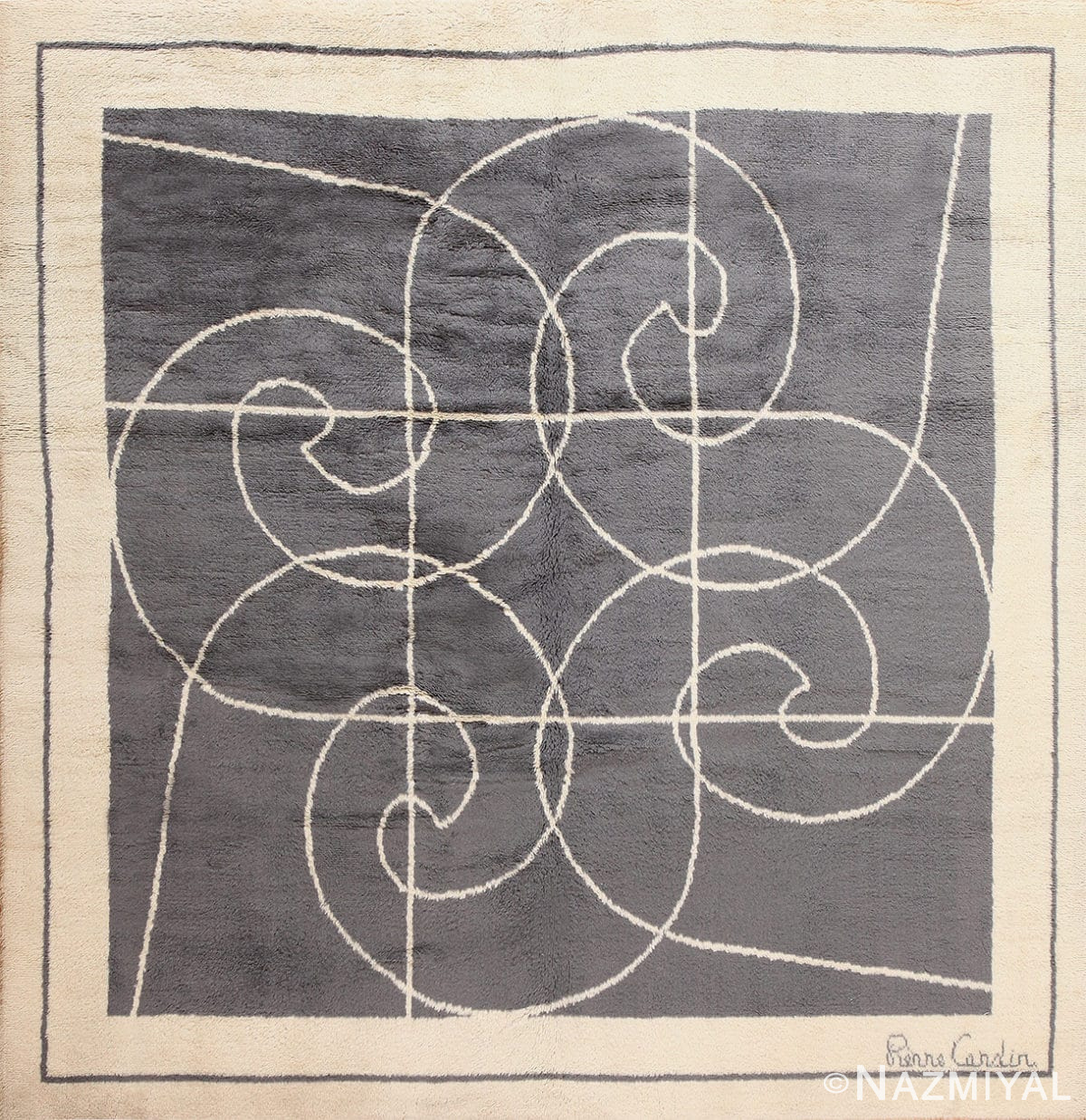 Square Size Mid Century Pierre Cardin Vintage Rug 48877 Nazmiyal