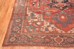 Corner Large geometric Antique Persian Herz Serapi rug 48175 by Nazmiyal