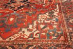 Detail Large geometric Antique Persian Herz Serapi rug 48175 by Nazmiyal