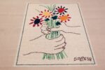 Vintage Le Bouquet Wall Tapestry Rug by Artist Pablo Picasso 48958 Middle Design Nazmiyal