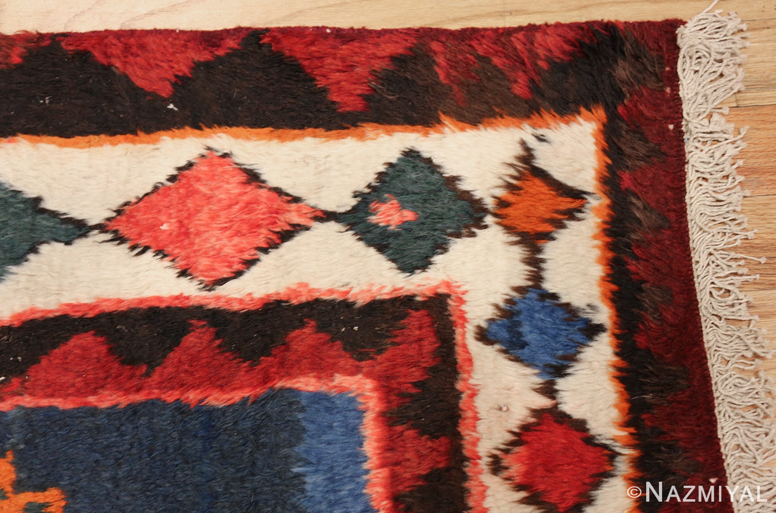 colorful shabby chic vintage persian gabbeh rug 48968 corner Nazmiyal