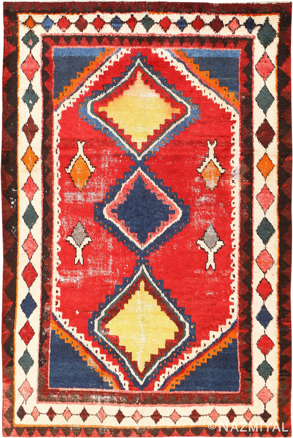 Colorful Shabby Chic Vintage Persian Gabbeh Rug 48968 Nazmiyal