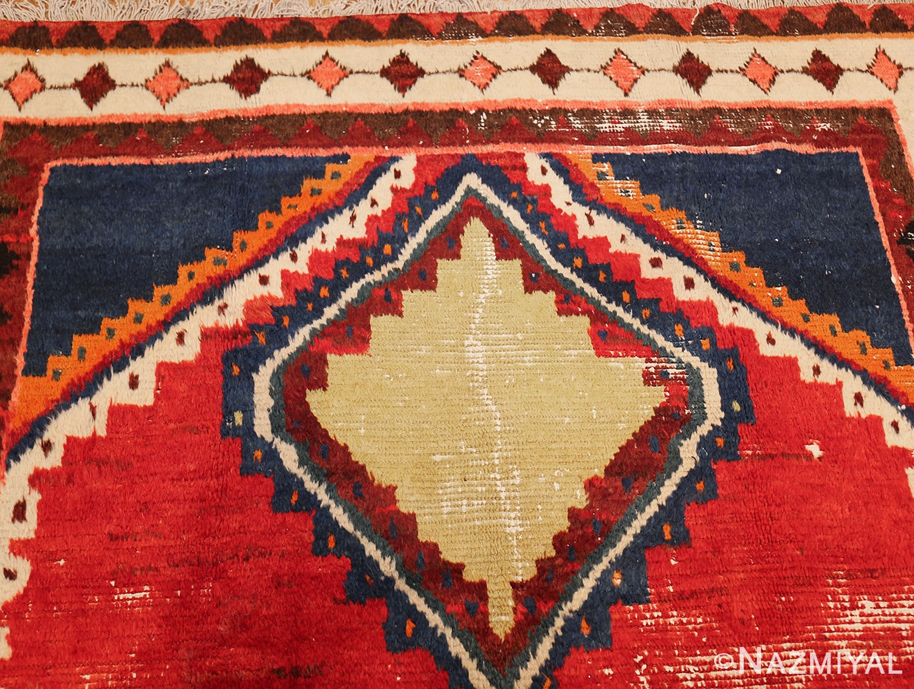 colorful shabby chic vintage persian gabbeh rug 48968 top Nazmiyal