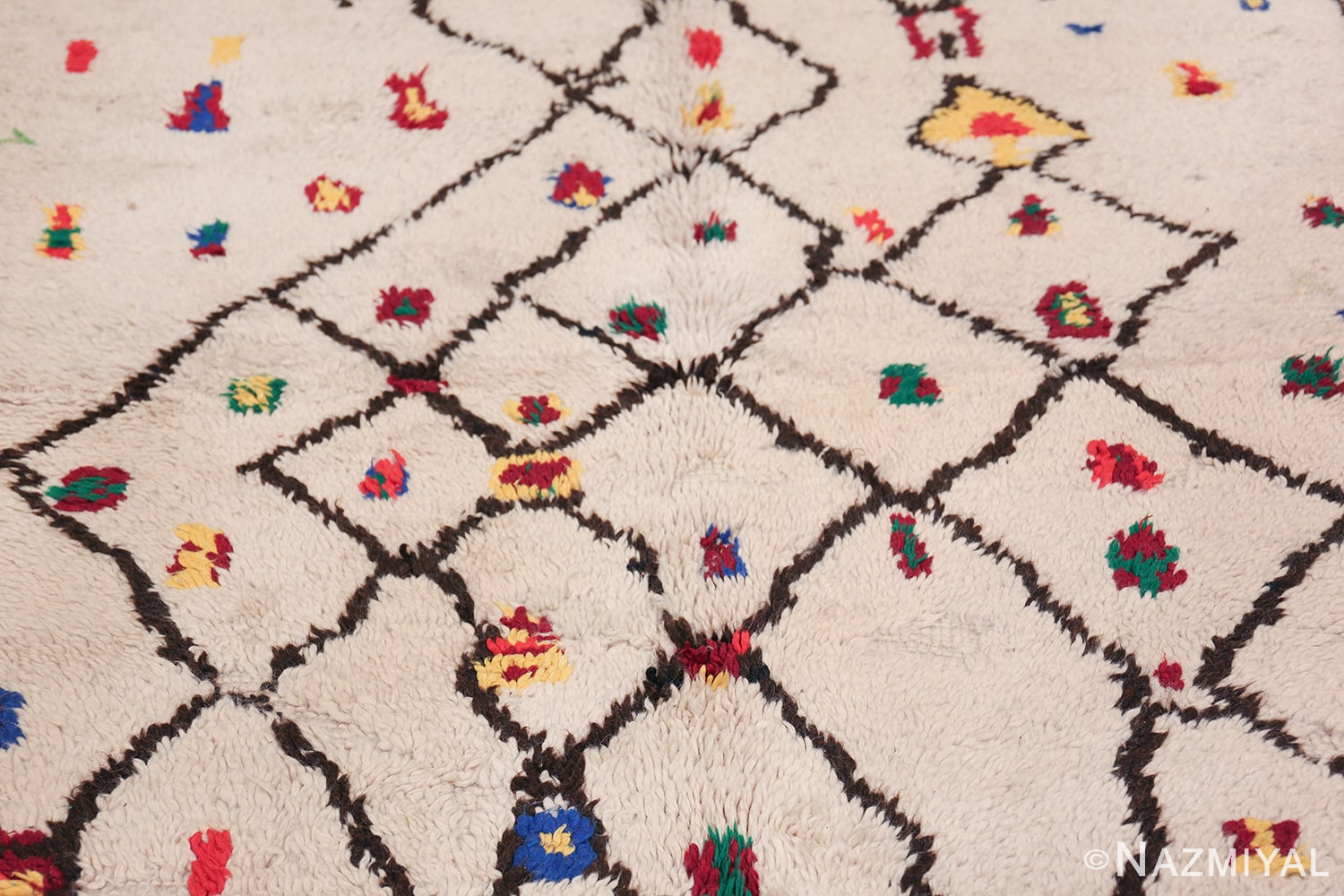 Colorful Vintage Moroccan Berber Shag Rug 48953 Field Middle Nazmiyal