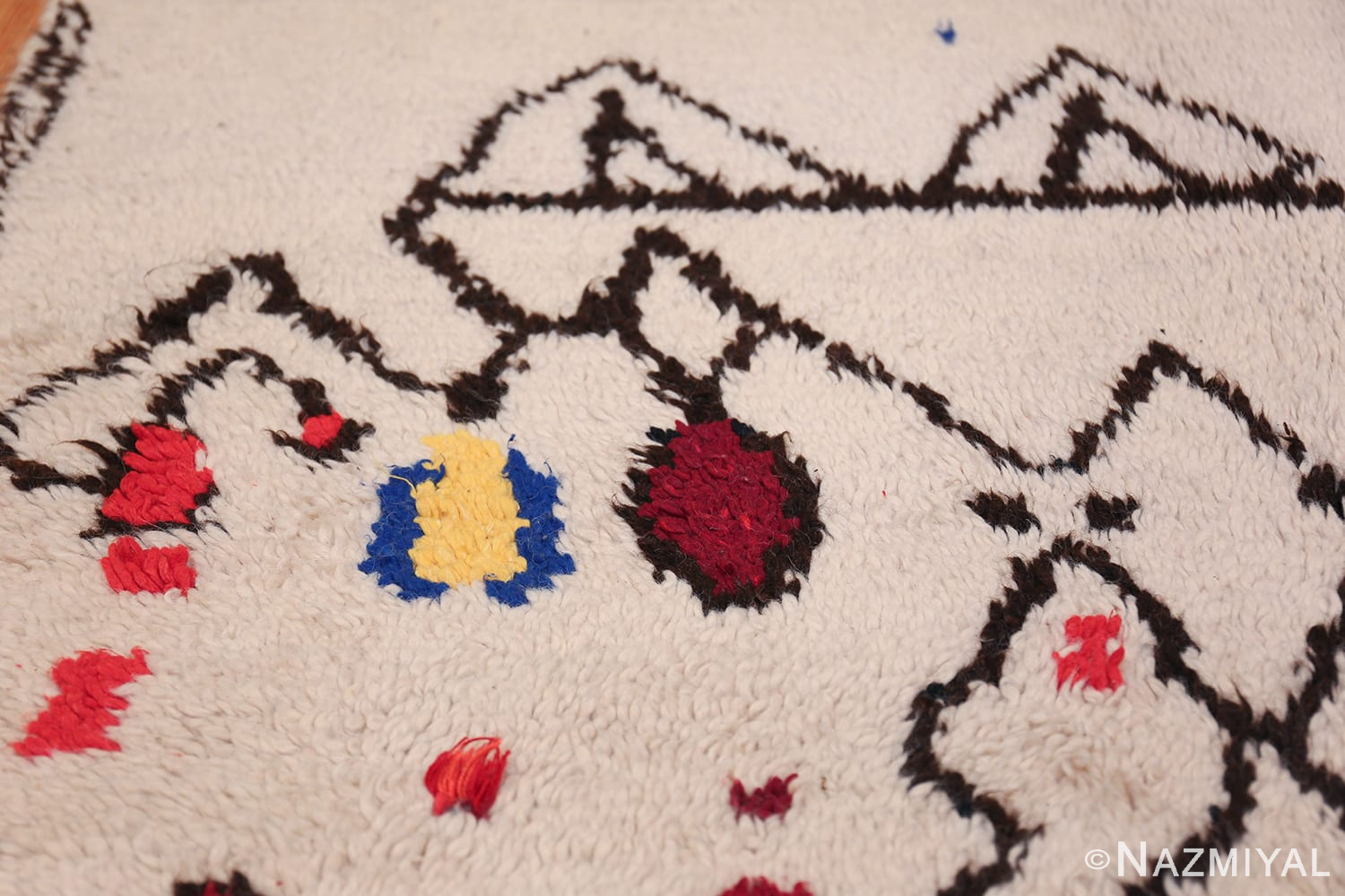 Colorful Vintage Moroccan Berber Shag Rug 48953 Red Circle Nazmiyal