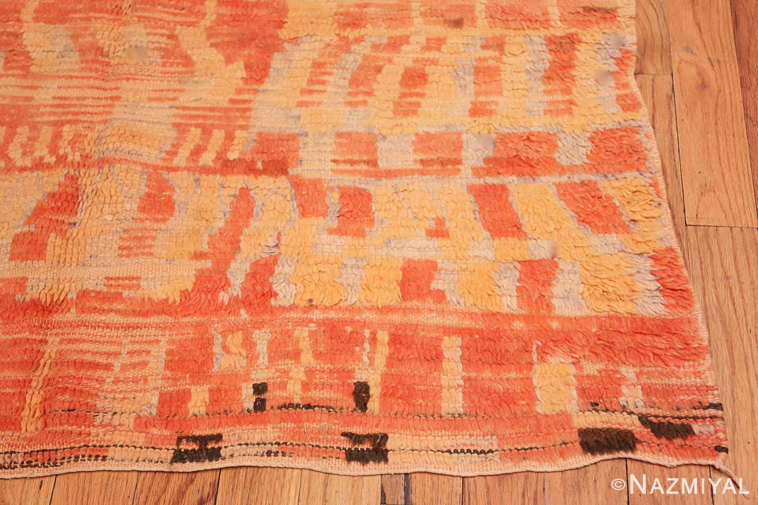 Corner Burnt Orange Shaggy Vintage Moroccan Berber rug 48950 by Nazmiyal