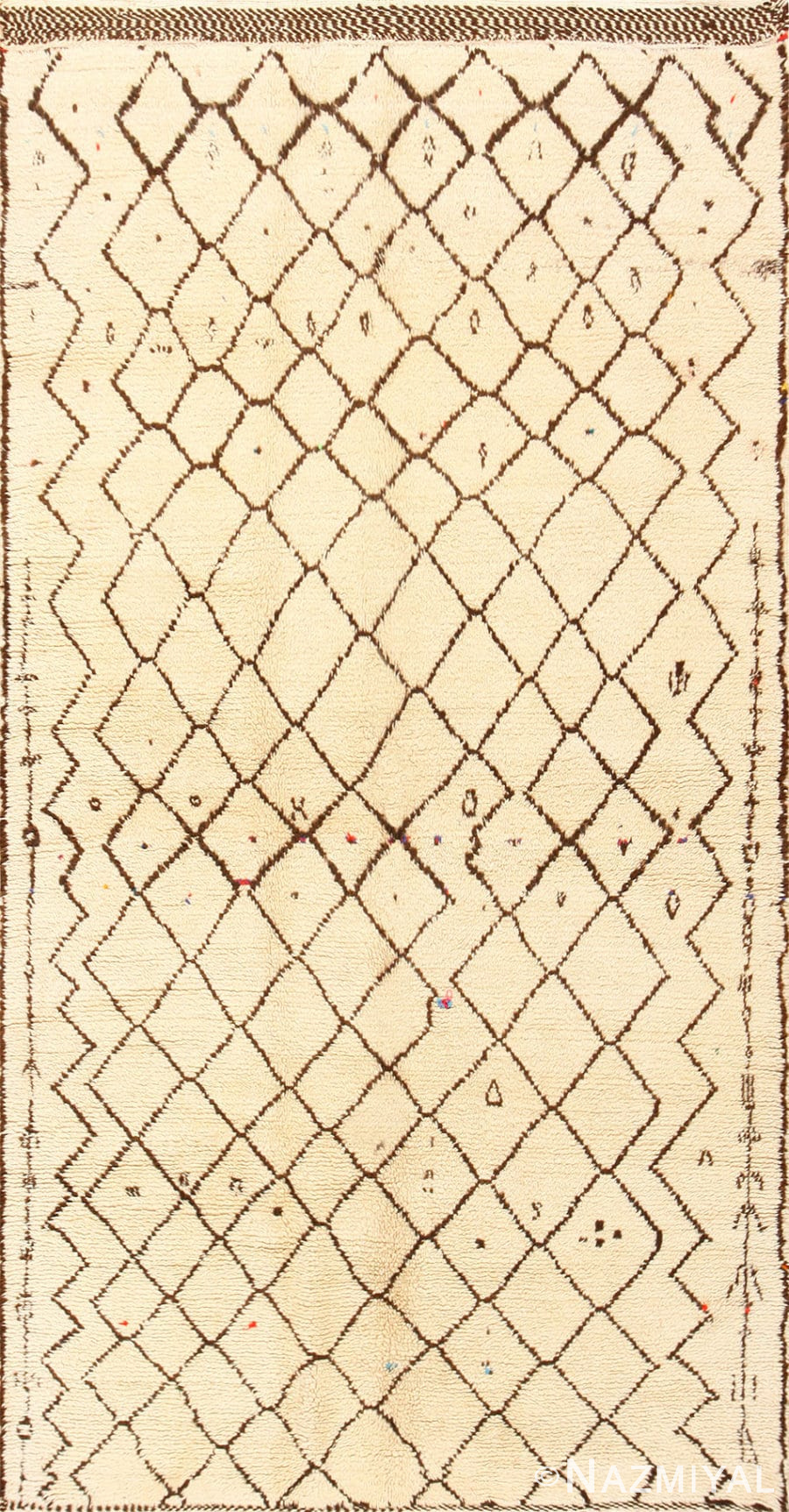 Cream Color Vintage Moroccan Beni Ourain Rug 48951 Nazmiyal