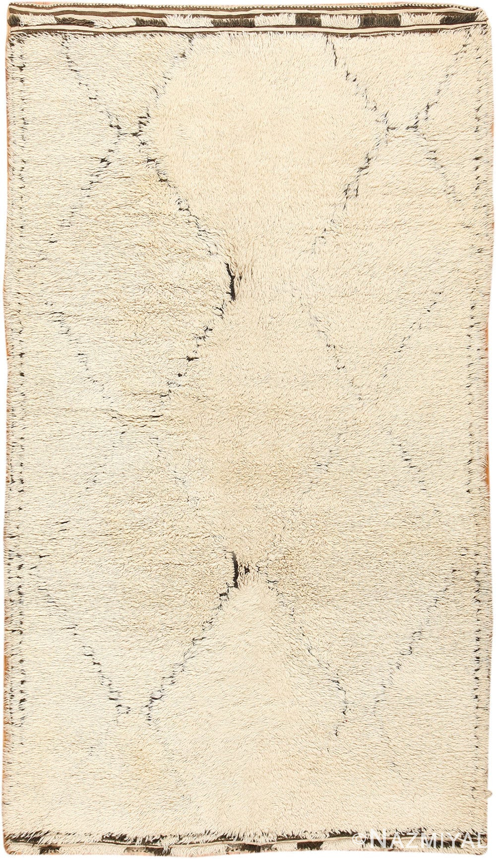 Cream Color Vintage Shag Moroccan Beni Ourain Rug 48955 Nazmiyal Antique Rugs