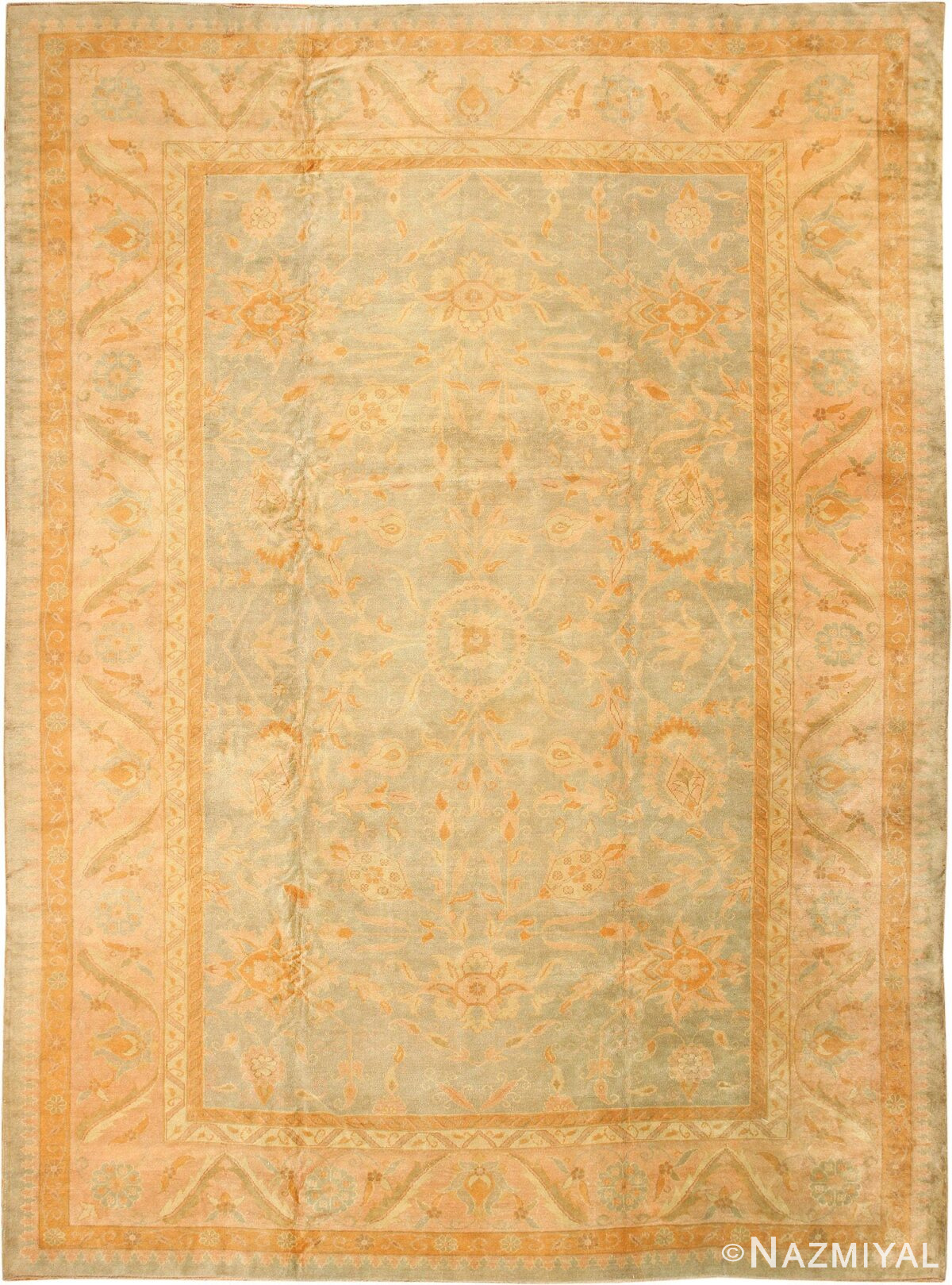 Decorative Antique Arts and Crafts Turkish Oushak Rug #48941 by Nazmiyal Antique Rugs