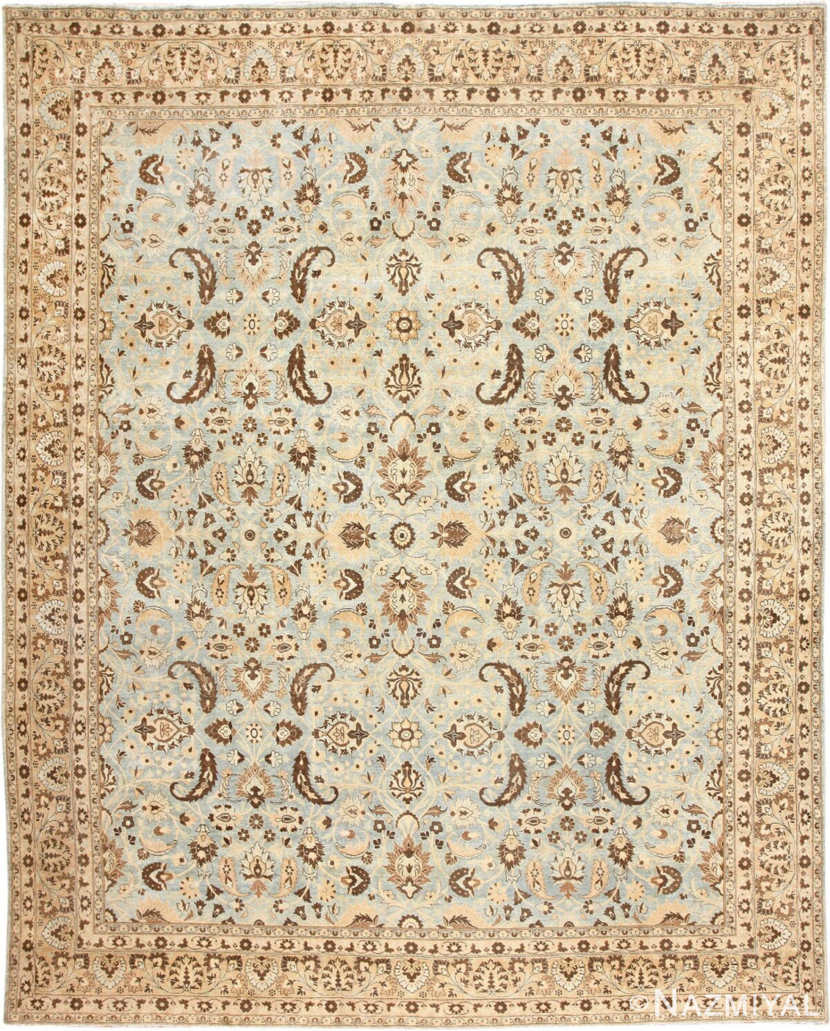 Large Light Blue Background Antique Persian Khorassan Rug 48776 Nazmiyal