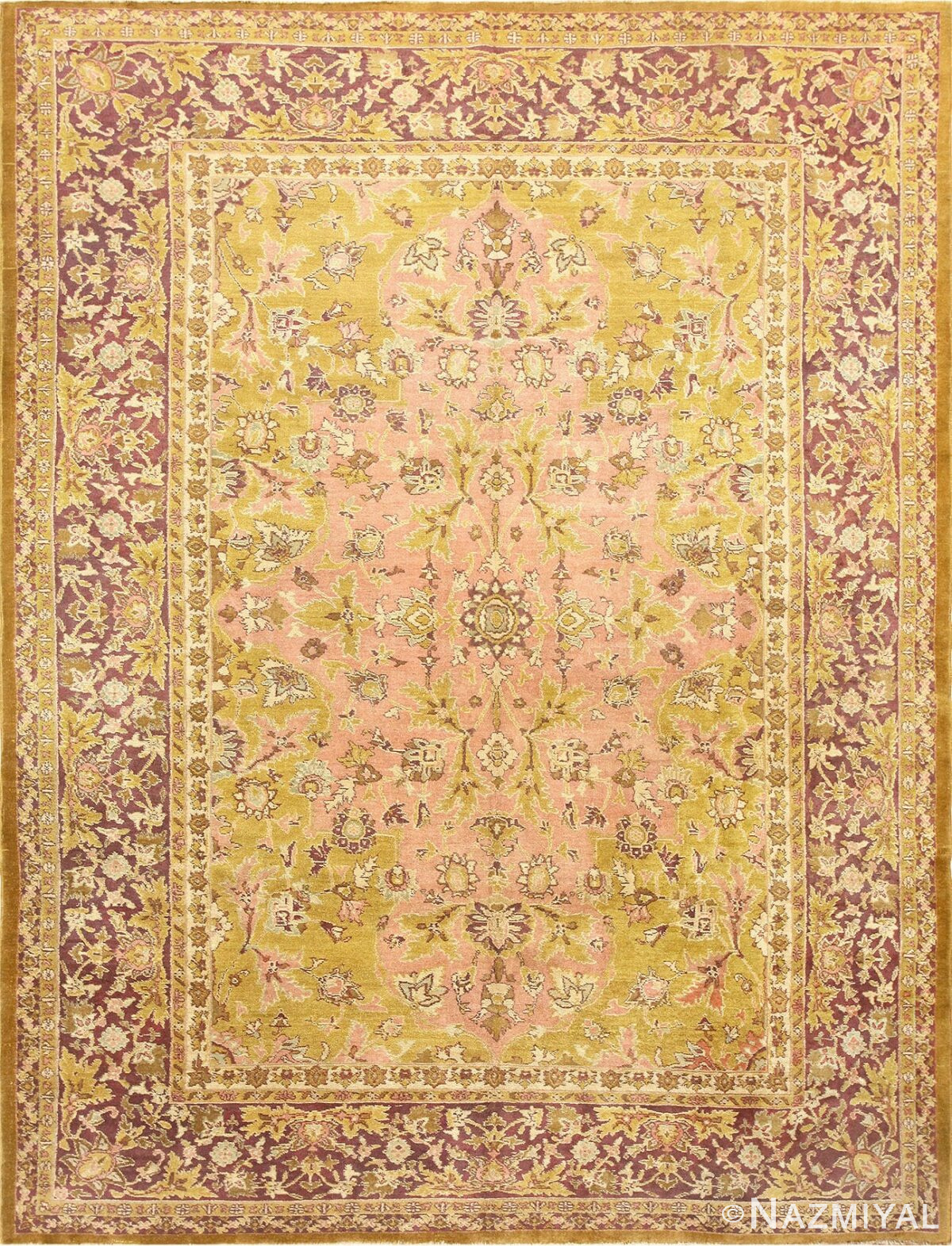 Polonaise Design Late 19th Century Antique Indian Agra Rug 48840 Nazmiyal