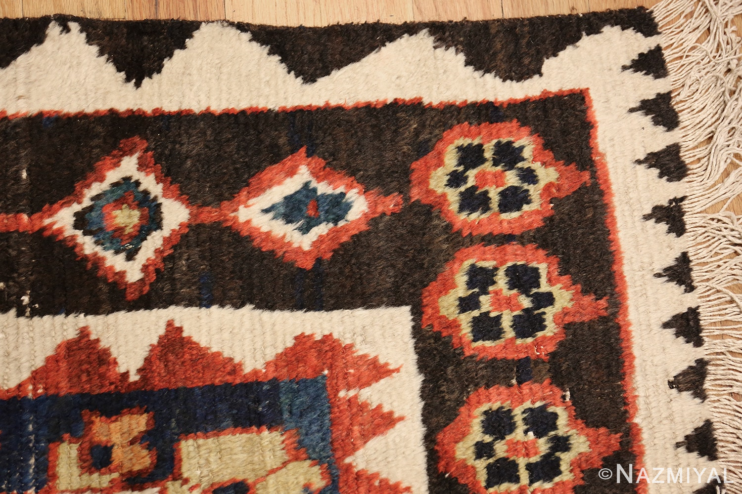 shabby chic tribal vintage gabbeh persian rug 48969 corner Nazmiyal