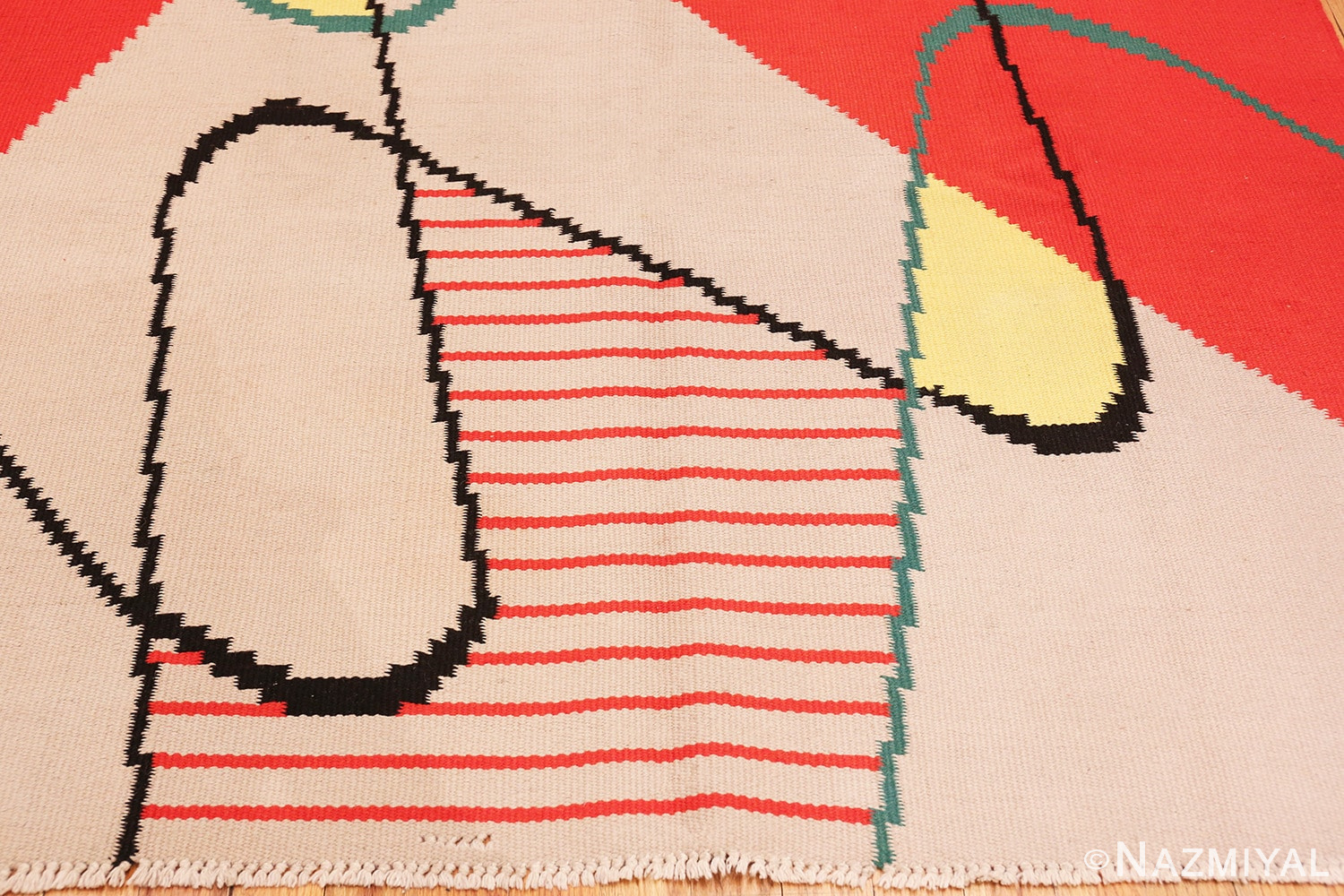 Picture of the border of the Vintage Antonin Kybal Room Size French Kilim Rug 48891
