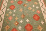 vintage flat woven green swedish scandinavian kilim rug 48990 field Nazmiyal