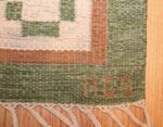 vintage flat woven green swedish scandinavian kilim rug 48990 signature Nazmiyal