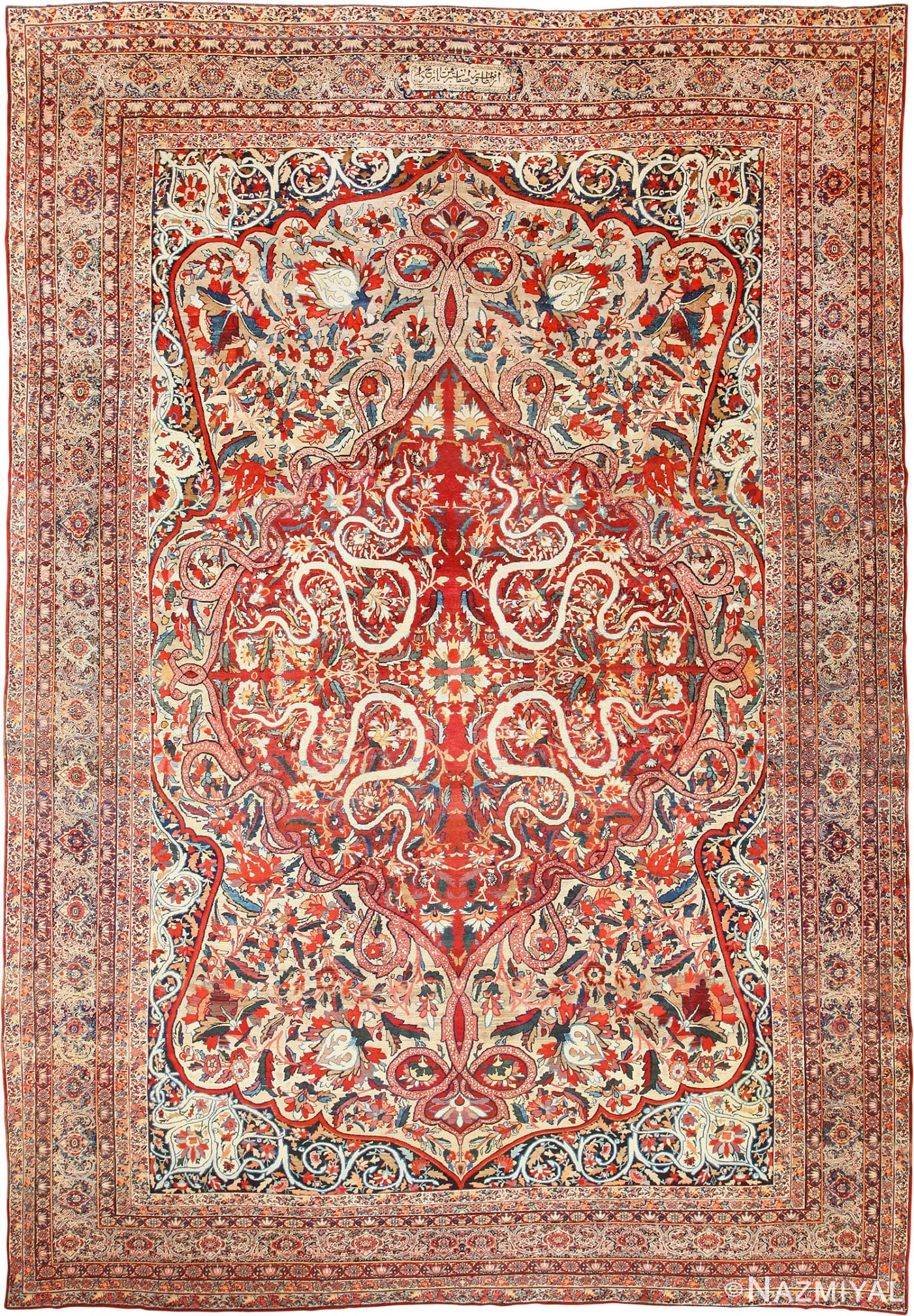 Fine Large Silk and Wool Persian Kerman Antique Rug 48957 Nazmiyal