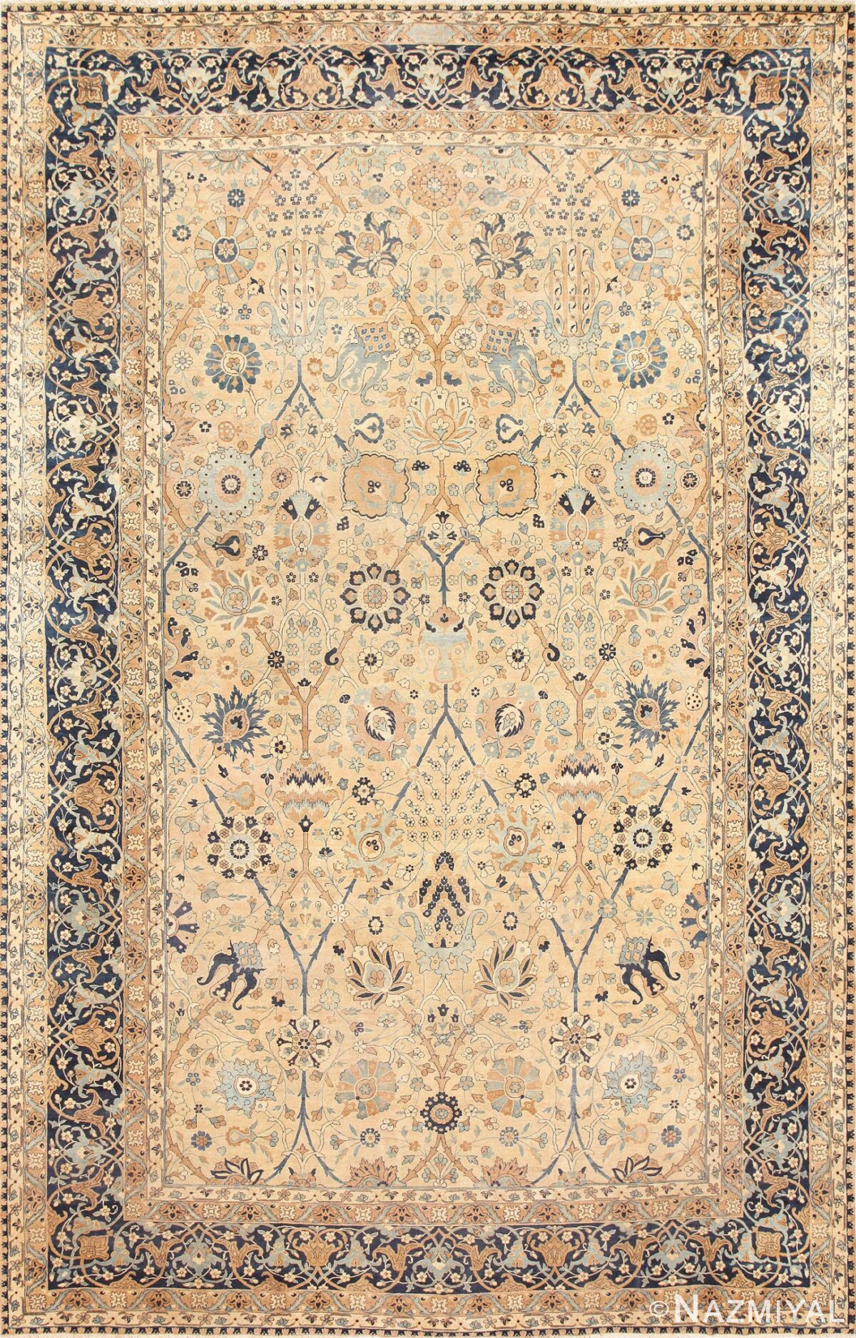 Large Vase Design Antique Persian Kerman Rug 50701 Nazmiyal
