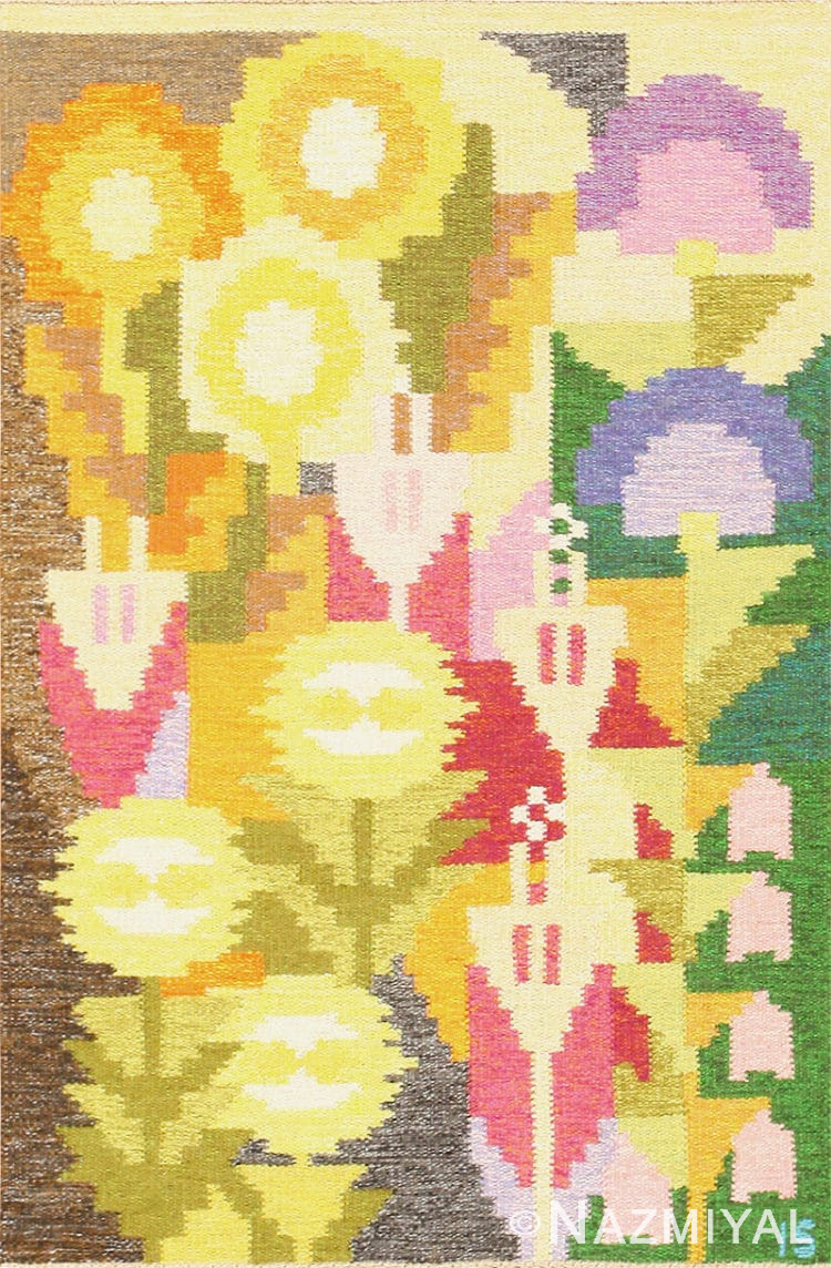 Small Vintage Swedish Scandinavian Kilim Rug by Ingegerd Silow 48989 Nazmiyal
