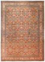 Large Rust Color Antique Persian Tabriz Area Rug #50657 by Nazmiyal Antique Rugs