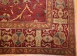 red background antique indian agra rug 50694 corner Nazmiyal