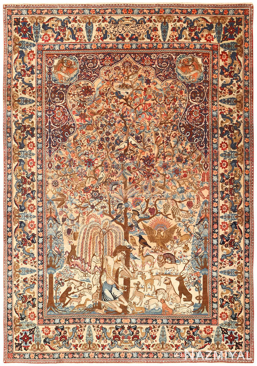 Beautiful Antique Persian Kerman Rug by Master Aboul Ghasem Kermani 49006 Nazmiyal