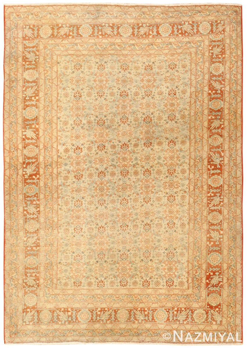Fine Flower Design Antique Persian Tabriz Rug 50704 Detail/Large View