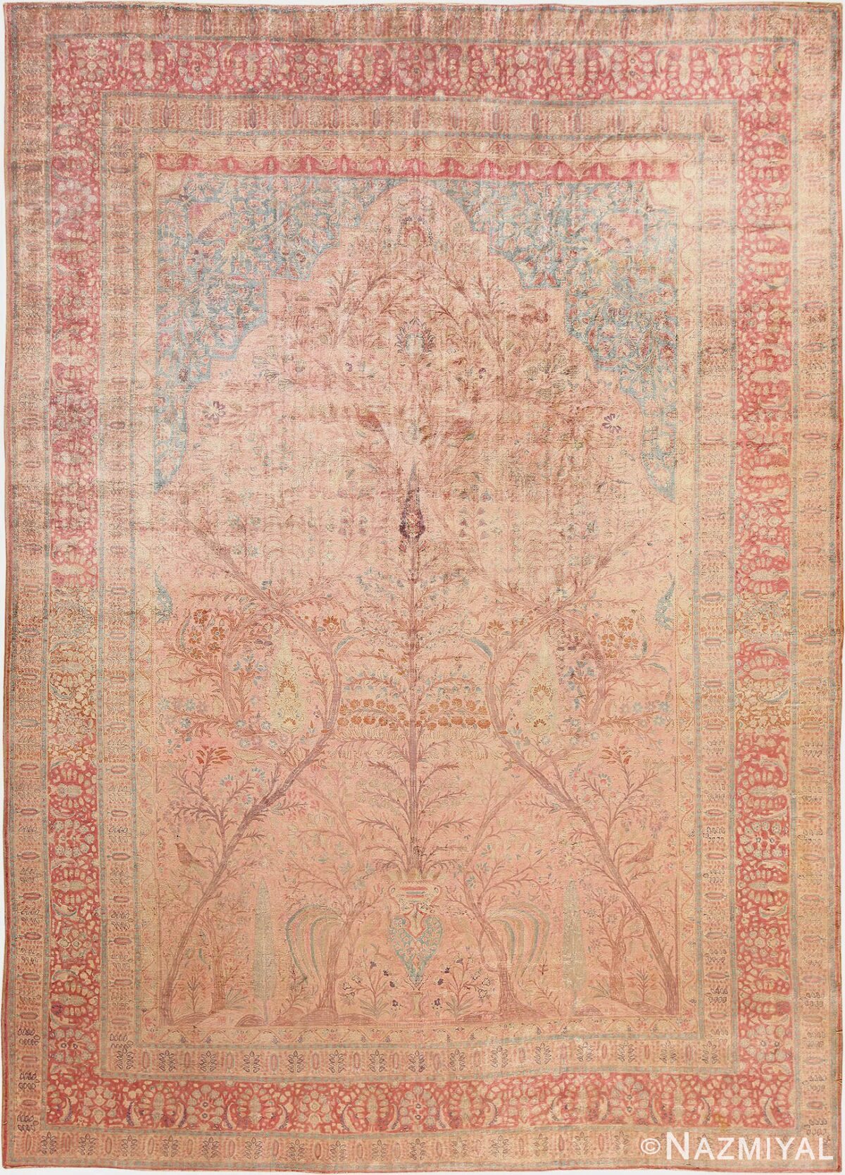 Antique Silk Tree Of Life Design Persian Kashan Rug 48547 from Nazmiyal Antique Rugs in NYC