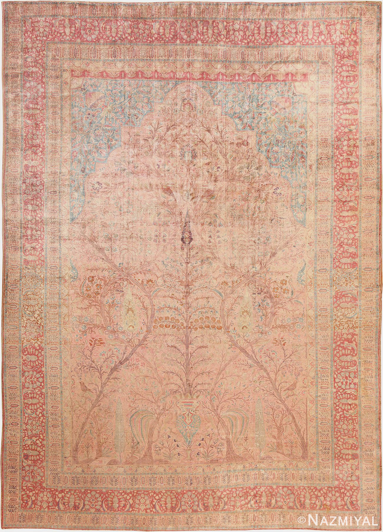 Antique Silk Tree Of Life Design Persian Kashan Rug 48547 from Nazmiyal Antique Rugs in NYC