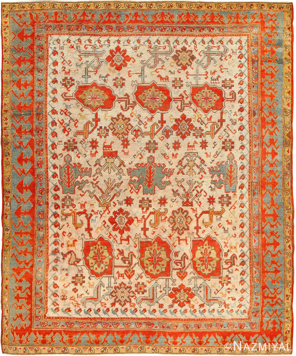 Antique Turkish Oushak Rug 49075