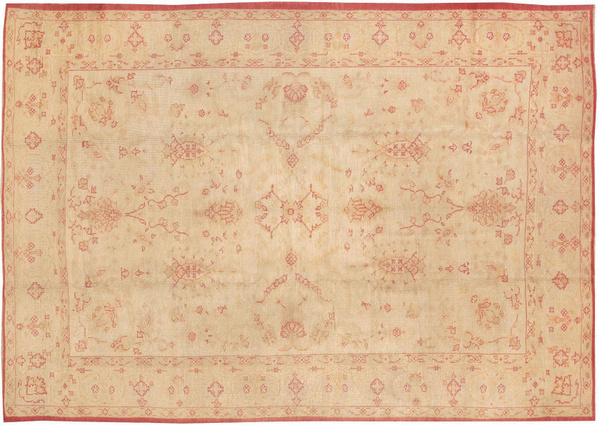 Antique Cream and Tan Turkish Oushak Rug Antique Cream and Tan Turkish Oushak Rug
