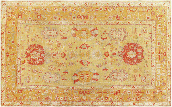 Antique Turkish Oushak Rug in Yellow Oval Room Antique Turkish Oushak Rug by Nazmiyal