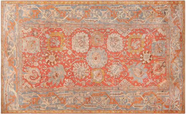 antique turkish oushak rug with floral details Truly Beautiful Antique Turkish Oushak Carpet