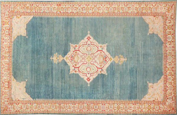 Antique Turkish Oushak Blue Rug Antique Turkish Oushak Rug