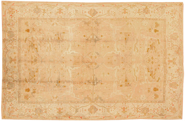Impressive Antique Oushak Rug with Vines Impressive Antique Turkish Oushak Rug with Classic Arabesques and Vines Motifs