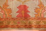 square antique oushak rug 49061 flower Nazmiyal