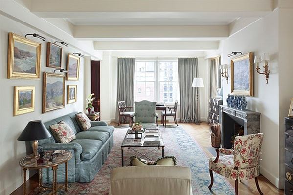 Park Ave Apartment with Isfahan Antique Rug Jayne Design Studios with an Isfahan 17th Century Antique Rug.