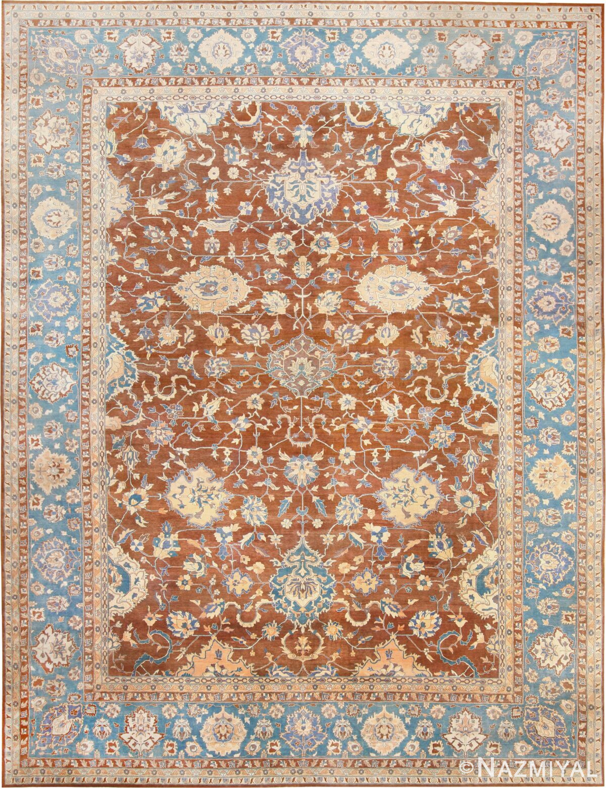 Large Decorative Antique Indian Agra Rug by Nazmiyal